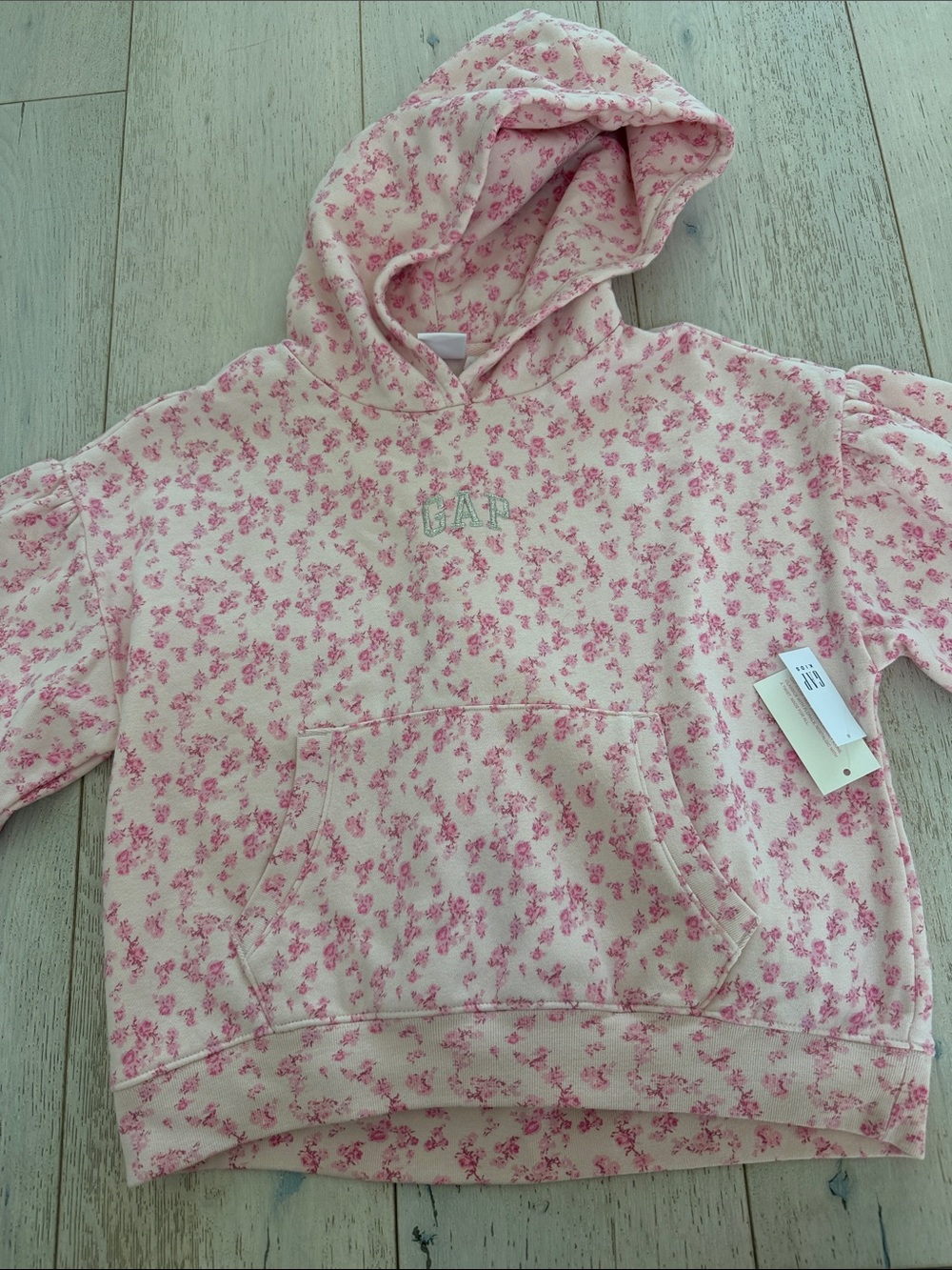 LoveShackFancy Pink Floral Hooded Sweatshirt for Kids